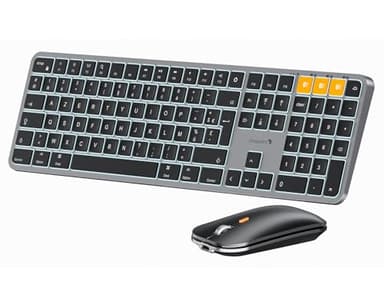 ProtoArc KM100-A Clavier Souris pour Mac sans Fil Retro Eclairé, AZERTY Bluetooth Ensembles Clavier et Souris, Keyboard Plat Multi-Appareils pour MacBook Pro, MacBook Air, iMac, iPhone, iPad, Noir