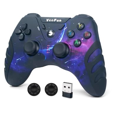 VooFun Manette PC Sans Fil, Manette PS3 Gamepad PC avec Hall Joystick, Double Vibration, 2,4G Gamer Manettes pour Windows 11/7/8/10, PS3, Steam, Laptop, Android Smart TV, TV Box (Galaxie)