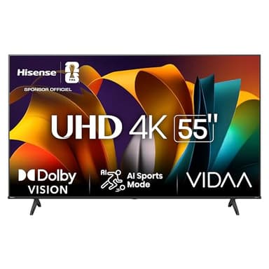 Hisense 55 inch 55A6N 4K UHD Dolby Vision HDR VIDAA Smart TV with Youtube, Netflix, Disney+, Channel +(2024 Model)