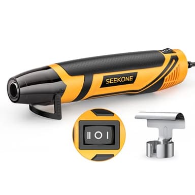 SEEKONE Mini Décapeur Thermique 2 Réglages Températures 260 ℃/450 ℃, 350W Pistolet à Air Chaud Portatif avec Buses, Protection de Surcharge, Support Pliable, pour Emballage Rétractable, Bricolage