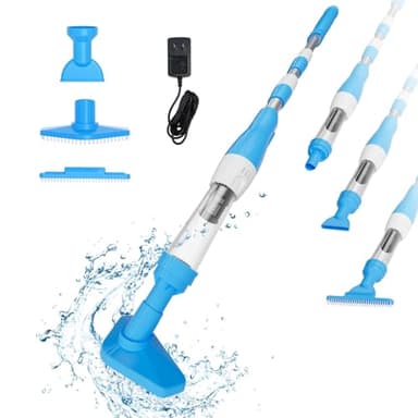 PoolyPoly Aspirateur de Piscine sans Fil, 3 en 1 Nettoyeur Électrique à Batterie Rechargeable, 90 Minutes d'Autonomie, Aspirateur à Main pour Piscine, Jacuzzi, Spa, Bleu