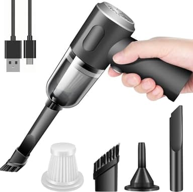 Sverluus Aspirateur à Main,8000 Pa Mini Aspirateur Voiture 2 in 1 Aspirateur Voiture Puissant sans Fil Aspirateur Portable USB Rechargeable pour Poils d'animaux, Voiture, Maison