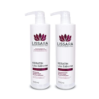 LISSARA - Duo Shampoing et Après-Shampoing Sans Sulfate SLES, Silicone, Paraben - à la kératine - Prolongateur Apres Lissage Brésilien - Fabriqué en France (500ml, Duo)