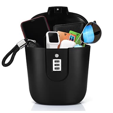 Ohok Boîte de serrure portable anti-vol, sac de sécurité portable, coffre-fort de voyage et coffre-fort de plage avec numéros de serrure pour la plage, le camping, le sport, le shopping (noir)