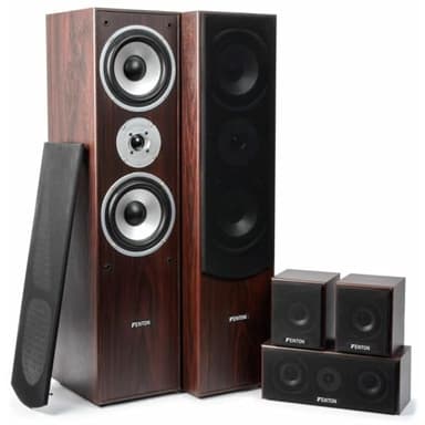 Fenton HF5W - Home Cinéma 5.0 - Noyer, 335 Watts, Pack de 5 Enceintes Home Cinéma, Idéal pour Films et Musiques