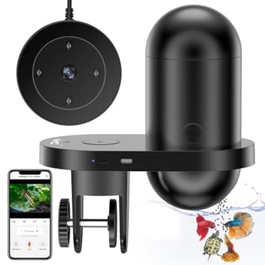 hygger Distributeur automatique de nourriture pour poissons - WiFi - Pour aquarium - Avec contrôle par application - Avec caméra - Grande capacité - 230 ml - Pour les vacances hebdomadaires