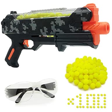 Pistolet Blaster avec Lunettes de Protection et 100 Cartouches pour Compatible avec Les fléchettes Nerf Hyper Rounds, Recharge Facile, Peut contenir jusqu'à 50 Cartouches