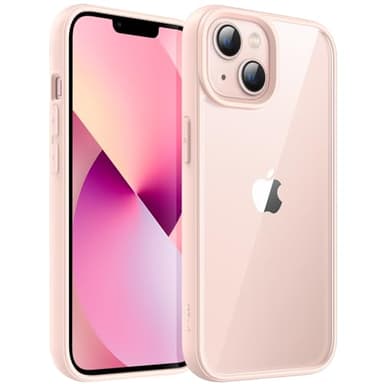 JETech Coque pour iPhone 13 6,1 Pouces, Étui Housse Antichoc Bumper, Cadre en TPU Mat de Couleur Unie, Dos Transparent Anti-Rayures (Rose)