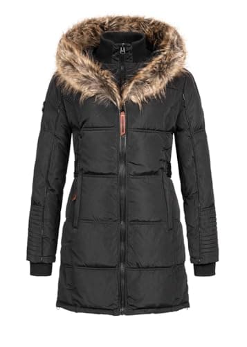 Geographical Norway Beautiful Parka Manteau Femme Capuche Fourrure (3, Black),Large