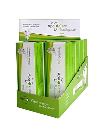 ApaCare Dentifrice reminéralisant avec émail liquide | 12 x 75 ml | Dentifrice à l'hydroxylapatite médicale et au fluorure
