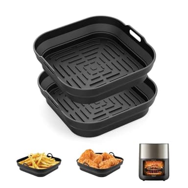 GRIFEMA Moules en Silicone pour Air Fryer 2 Pièces – Accessoires Réutilisables Compatible Philips, Cecotec, Cosori, Turbo Blaze 5-8L Air Fryer – Sans BPA et Lavable au Lave-Vaisselle