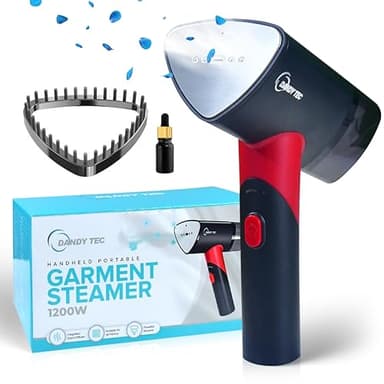 Dandy Tec Défroisseur vapeur 2 en 1 avec diffuseur d'odeur - 1200W, 200ML, convient a tous les tissus, pratique pour la maison, voyage. Noir et Rouge