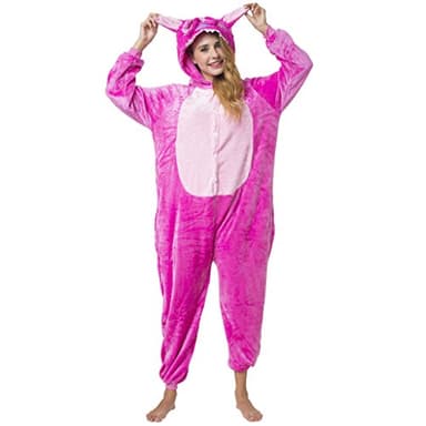 Katara 1744 - Grenouillère Combinaison Adultes Tenue de Nuit Pyjama Kigurumi - Taille M 155-165cm Stitch Rose - Ange