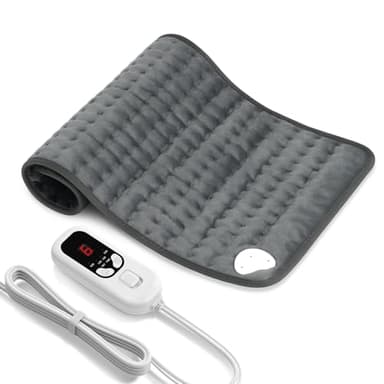 Levesolls Coussin Chauffant Électrique pour Dos Épaules Abdomen 6 Niveaux de Température 4 Réglages de Minuterie Chauffage Rapide Arrêt Automatique Lavable en Machine (Gris Foncé, 60 x 30cm)
