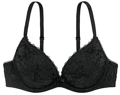 Dorina Soutien-Gorge Push-Up Plongeant Femme Sonia, Lot de 2 – À Armatures, Bonnets Moulés avec Dentelle et Tissu Microfibre Lisse pour Effet Pigeonnant et Confort, Noir et Blanc