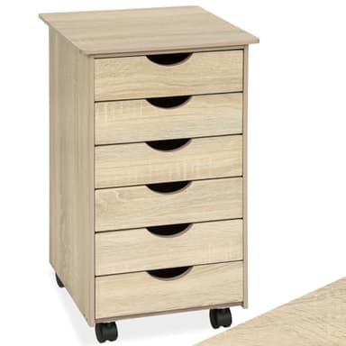 TecTake® Caisson de Bureau 65 x 36 x 40 cm Caisson à roulettes Bois Bureau Enfant Tour de Rangement à tiroirs Organisation Bureau Rangement sous Bureau Range Document Meuble tiroir Support imprimante