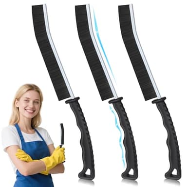 Alyvisun 3 Pièces Brosse a Joint Carrelage, Crevice Cleaning Brush à Poils Durs, Brosse de Nettoyage des Interstices pour Toilettes, Fenêtres et Saleté