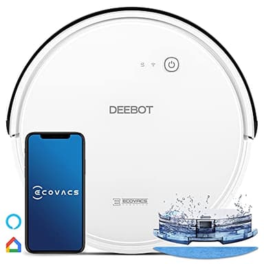 ECOVACS DEEBOT 605 – Aspirateur robot nettoyeur – Pour sols durs et tapis – Aspirateur sans fil programmable via smartphone et compatible avec Amazon Alexa