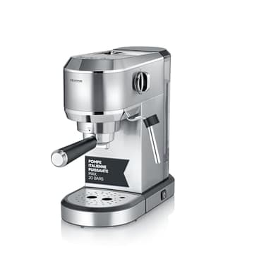 SEVERIN Machine à expresso Newspresa, Cafetière expresso avec pompe ULKA de 20 bars, buse pour mousse de lait, réservoir d'eau de 1 l, pour une ou deux tasses, Inox, KA 5997