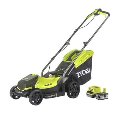 RYOBI - Tondeuse 18V - coupe 33 cm - ramassage et mulching - 1 batterie lithium+ 18V 4,0 Ah et 1 chargeur rapide 2,0 A - RLM18X33B40, Noir, Vert