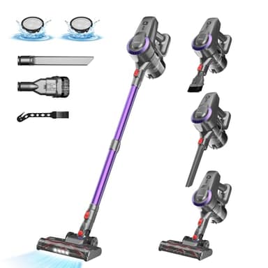 Aspirateur Balai sans Fil N300, 25KPa & 2 Vitesses, Aspirateur sans fil 175W, Aspirateur Léger, 50Min Autonomie, 6 en 1 Aspirateur Balai sans Sac pour Les Poils d'animaux, Tapis, Canapé, Voiture