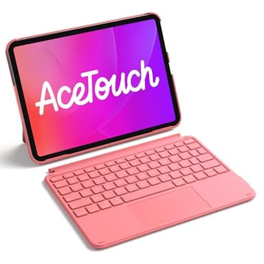Inateck Coque Clavier pour iPad 11e/10e Gén, pour iPad 10e (10,9")/ 11e (2025 A16), Air 11" M3/M2, Air 6/5/4e, Pro 11 4e-1re, Clavier Ultraléger Détachable avec Pavé Tactile, Rouge Touch