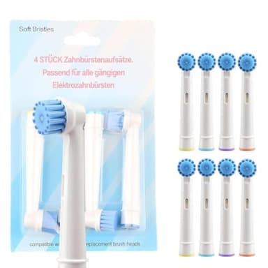 Lot de 8 Brossettes de Rechange Sensitive Clean à Poils Ultra-Fins, Compatibles avec les Brosses à Dents Électriques, pour un Nettoyage des Dents en Douceur et un Soin des Gencives Délicates