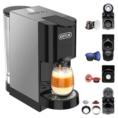 KOTLIE AC-513HF Machine à café multifonctionnelle 5-en-1 pour NES/pour DG/Café en poudre/ESE Pads (44 mm)/pour a modo mio, convient aux bonnets hauts (Noir)