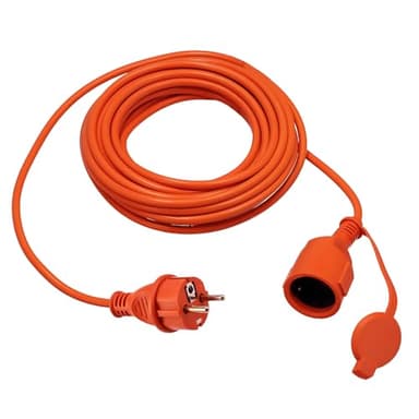 Rallonge Électrique Extérieure 20m IP44 3×1,5 mm² 2000W Orange - Câble Prolongateur Étanche avec Fiche Uni-Schuko et Prise Type F avec Clapet - Rallonge pour Tondeuse, Jardin, Chantier- Horoz Electric