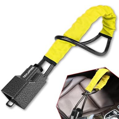 Tevlaphee Antivol Volant Amélioré, Bloque Ceinture, Tête Métal, Dispositif Antivol Auto Haute Visibilité, Robuste, Universel pour Voiture, SUV, Pickup, Jeep, Van, 3 Clés(Jaune)