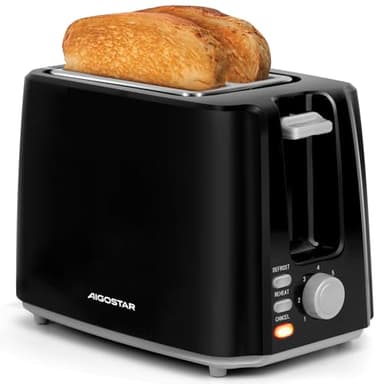 Aigostar Warrior 30JRL – Grille-pain 2 fentes extra-larges et 7 niveaux de brunissage. Fonctions toaster, décongeler, réchauffer et annuler. 750W, 0% BPA. Design exclusif.