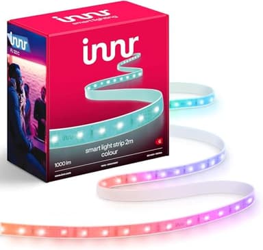 innr Zigbee Ruban LED Connecté 2m, Fonctionne avec Hue* et Alexa (Pont Requis), Bande LED Blanc Chaud à Froid, Bandeau RGB, Lightstrip, Bande Lumineuse Autocollante, 1000 lm
