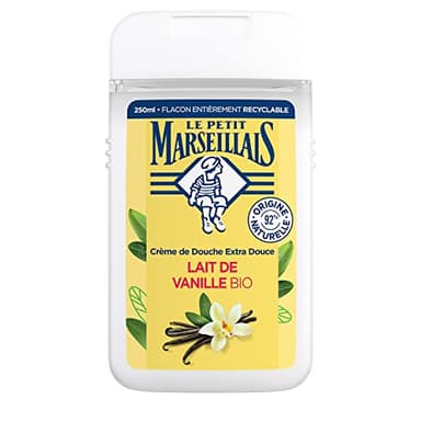 Le Petit Marseillais | Crème de Douche Extra Douce Lait de Vanille Bio (flacon de 250 ml) – 92 % d'ingrédients d'origine naturelle – Flacon entièrement recyclable