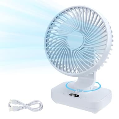 Aischens Ventilateur de Table USB Portable Ultra-Silencieux, Auto Oscillant 120°, Mini Ventilateur de Bureau Puissant Rechargeable 4000mAh, 4 Vitesses, Petit Ventilateurs pour Maison Chambre Extérieur
