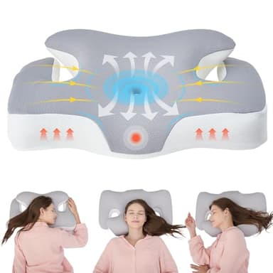 Oreiller Ergonomique Cervical Orthopédique Coussin: 60 x 40cm Coussin Memoire de Forme Adapté aux Dormeurs sur le Dos le Côté et le Ventre - Oreiller Ergonomique Cervical avec Housse Amovible