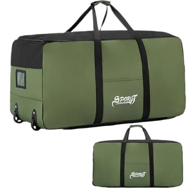 Grand Sac de Voyage à roulettes,120L Grand Imperméable Sac de Sport,Sac Pliable Weekender pour Homme Femme,Sacs à Bagages de Stockage pour Camping Voyage,80x40x40cm (Vert)