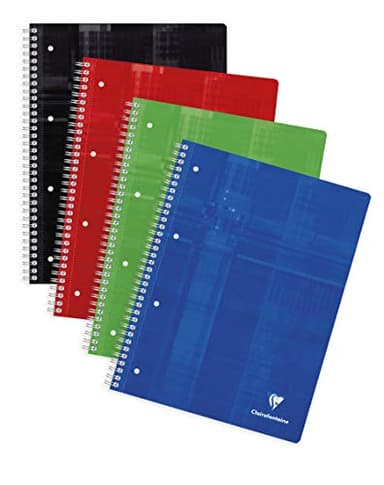 Clairefontaine 8251C Un Cahier à Spirale Perforé - A4+ 22,5x29,7 cm - 160 Pages Détachables Grands Carreaux - Papier Blanc 90 g - Couverture Carte Pelliculée Couleur Aléatoire