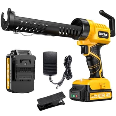 TaskStar Pistolet à cartouche électrique sans fil en silicone avec 1 batterie de 2000 mAh, 5 vitesses réglables, pistolet à cartouche de 300 ml avec lumière LED, seringue en silicone rechargeable