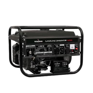 Tecnoware Power Systems - Générateur électrique portable 4200VA, Faible consommation essence, Démarrage manuel/électrique, Bas niveau sonore, AVR, Idéal jardinage et bricolage, Noir, 4200VA