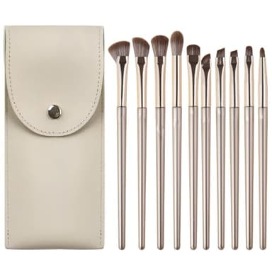 iCovalescent 10 PCS Pinceaux Maquillages Set, Pinceau Maquillage Pour Fond de Teint Blush L'anti-cernes Fard à Paupières Poudre Libre, Avec étui en Cuir