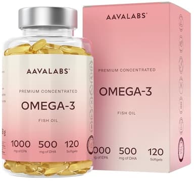 Omega 3 DHA EPA Huile de Poisson Sauvage 2000mg: 1000mg EPA + 500mg DHA par dose (2 gélules) - Complement Alimentaire Omega3 Fish Oil Concentration Pure et Forte en Oméga 3 et Vitamine E - 120 Gélules