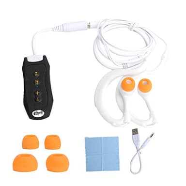 PUSOKEI IPX8 Sports MP3 étanche pour la Natation, Lecteur de Musique FM de Plongée Durable Portable 4 Go avec écouteurs et Clip, pour Diffusion, Noir