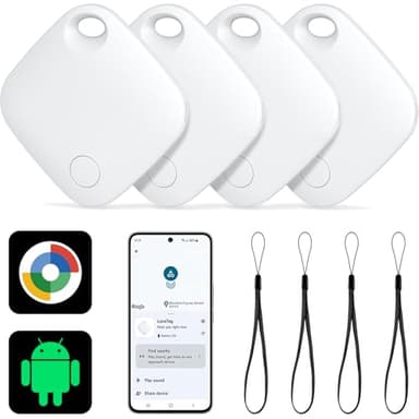 Air Traceur Tag Android Smart Tag, Localisateur d'objets Lot de 4 Compatible avec l'application Google Localiser Mon Appareil (Android Uniquement), Smart Finder Bluetooth pour Bagages/Sacs/Valises