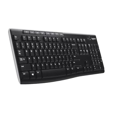 Logitech K270 Clavier Sans Fil pour Windows, 2.4 GHz Sans Fil, Taille Standard, Pavé Numérique, 8 Touches Multimédia, Pile Durée 2 ans, PC, Ordinateur Portable, Clavier Français AZERTY - Noir