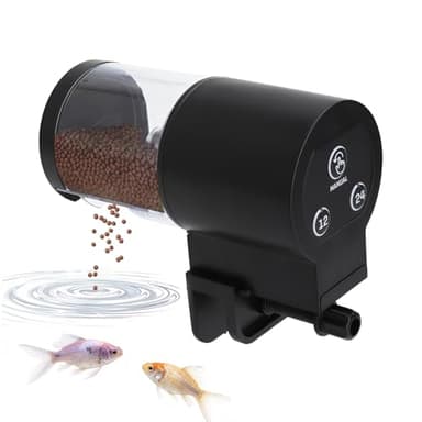 Distributeur Automatique Nourriture Poissons Aquarium,100ml, 7 Niveaux Minuterie 12/24h - Ultra Silencieux Fonctionne à Piles Installation Facile pour Maison et Bureau(Aucune Pile Incluse)
