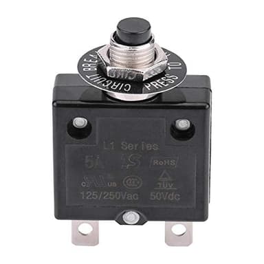 Disjoncteur 5A 8A 10A 15A 18A 20A 30A Interrupteur thermique de réinitialisation en option, 125-250V AC 50V DC Disjoncteur à bouton-poussoir de protection contre les surcharges de courant(15 ampères)