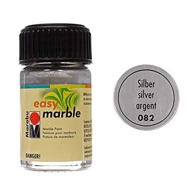 Craft County Peinture marbre – Peinture pour céramique, papier et verre – Crée des travaux manuels multicolores uniques – Il suffit d'ajouter de l'eau (argenté)