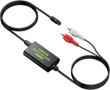 Optique vers RCA LINKFOR Câble SPDIF vers G/D 192 kHz Convertisseur Intégré Amplificateur Audio Adaptateur Audio RCA L/R avec Câble Optique our HDTV Blu Ray DVD Amps TV Box