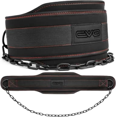 EVO Fitness Ceinture Lestée Musculation 36 Pouces Chaîne Réglable Ceinture De Musculation 6,2" Support Dorsal Ceinture De Levage Ceinture De Trempage Menton Pull Ups Hommes Gym (Noir)