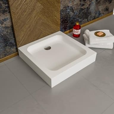 ECOLAM Receveur de douche carré Tim 90x90 x 15 cm | profondeur 5 cm | siphon et silicone | Receveur de douche blanc | acrylique sanitaire